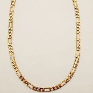 Goldfathers Jewelry.  24K Gold Layered 22" Large Round Figaro Necklace. UNISEX.